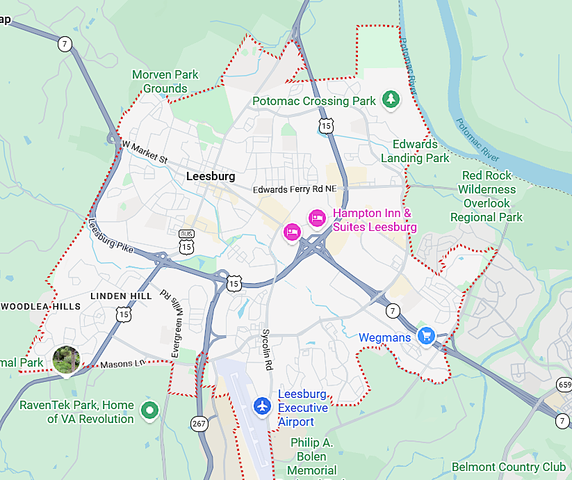 Leesburg in Loudoun County has the largest population (almost 50,000 people) of an incorporated town in Virginia