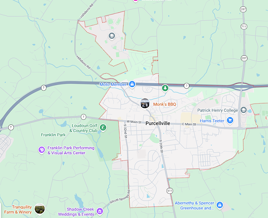 boundaries of Purcellville (Loudoun County) in 2026